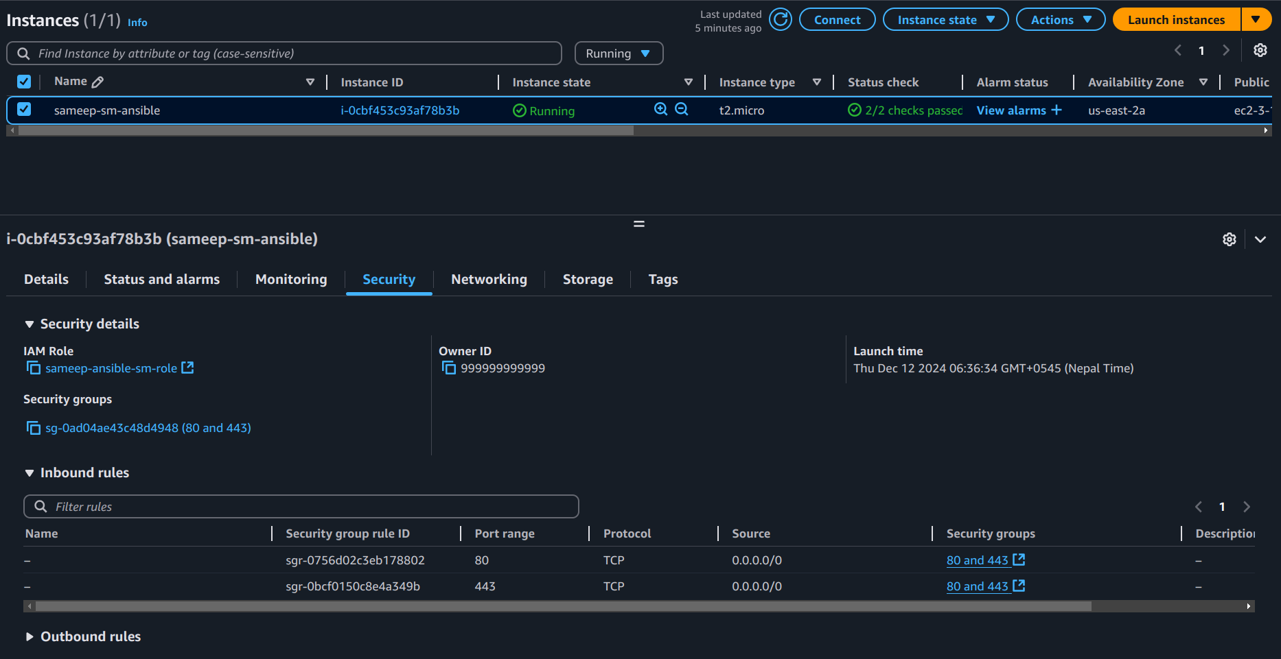 EC2 instance security detail